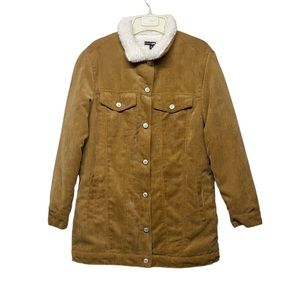 Fashion Nova Tan Corduroy Sherpa Lined Button Up Jacket Size Medium